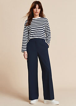 Navy Wide Leg Trousers by Freemans