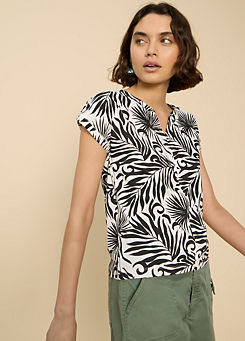 Nelly Printed Notch Neck Tee by White Stuff