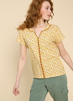 Nelly Yellow Embroidered Tee by White Stuff