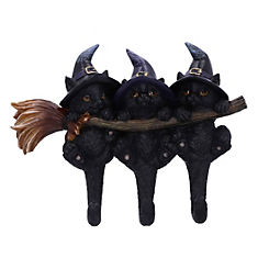 Nemesis Now Witches Black Cat Broom Key Hanger Wall Mounted