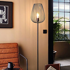 Newtown 1 Light Vintage Caged Floor Lamp In Black by EGLO