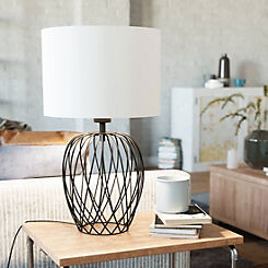 Nimlet Table Lamp Black Wire Base &White Fabric Shade by EGLO