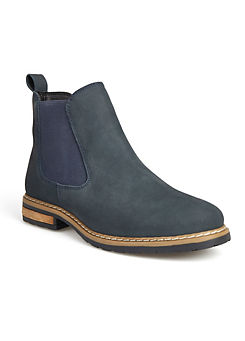 Nubuck Navy Leather Chelsea Boots by Freemans