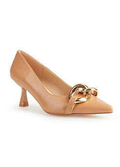 Nude Chain Trim Court Shoes by Freemans