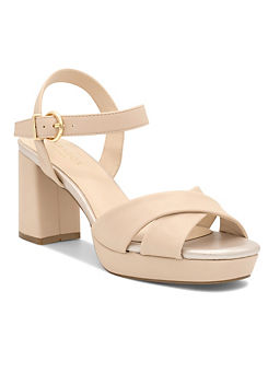 Nude Faux Leather ’Leya’ Platform Sandals by Paradox London