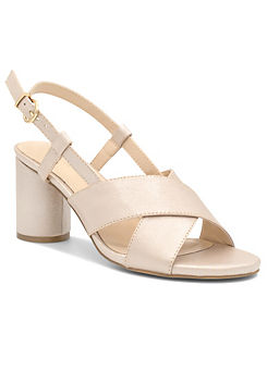 Nude Shimmer ’Ilana’ Mid Heel Sling Back Sandals by Paradox London