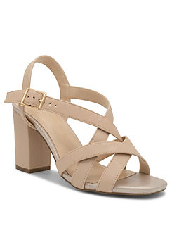 Nude ’Hilde’ Wide Fit High Block Heel Sandals by Paradox London