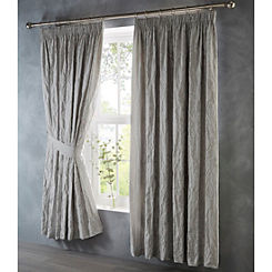 Oak Tree Silver Pair of Pencil Pleat Lined Curtains by Portfolio Home