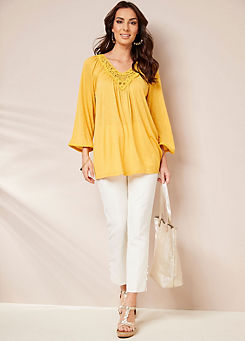 Ochre Lace Trim Jersey Top by Together