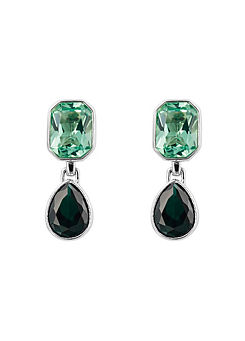 Octagon & Teardrop Shaped Drop Earrings with Emerald Crystal by Fiorelli