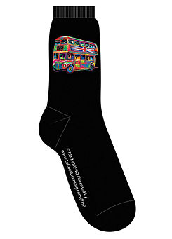 Officially Licensed Double Decker Bus Luxury Cotton-Rich Black Men’s Socks by PD Moreno