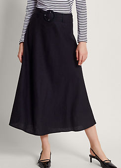 Olive Belted Midi Skirt by Monsoon