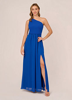 One Shoulder Chiffon Gown by Adrianna Papell