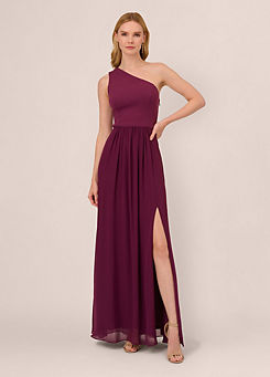 One Shoulder Chiffon Gown by Adrianna Papell