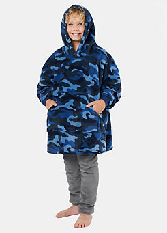 Online Home Shop Kids Camo Printed Hooded Fleece Blanket