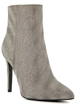 Oonaz Pewter Stiletto-Heel Ankle Boots by Dune London