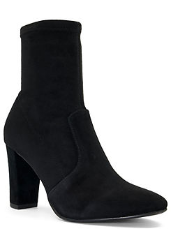 Optical Black Stretch Sock Ankle Boots by Dune London