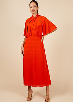 Orange Check Twist Detail Midaxi Dress by Little Mistress