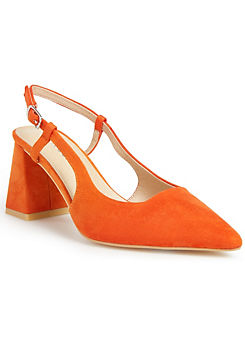 Orange Flared Block Heel Slingback Court Shoes by Freemans