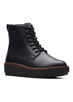 OriannaW Lace Black Leather Boots by Clarks