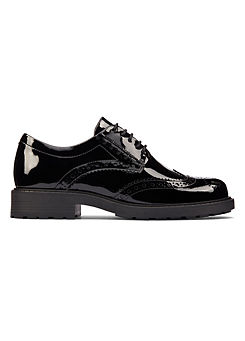 Orinoco2 Limit Wide E Fitting Black Patent Shoes by Clarks