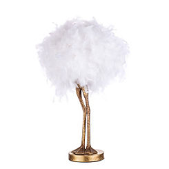 Oscar Ostrich Small Gold/White Table Lamp by BHS