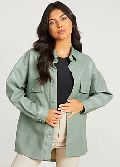 quiz checked faux fur trim jacket