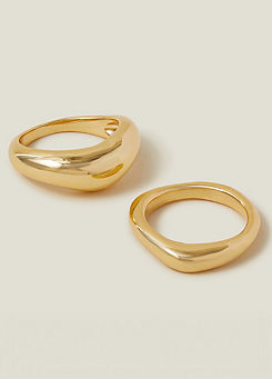 Pack of 2 14ct Gold-Plated Irregular Rings by Accessorize
