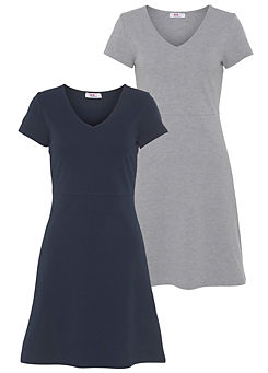 Pack of 2 A-Line Jersey Dresses by FlashLights