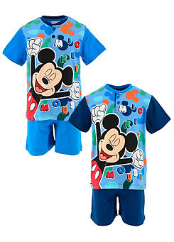 Pack of 2 Button T-Shirt Pyjama Sets by Mickey Mouse