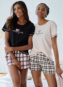Pack of 2 Checked Shorts Pyjama Set by Vivance Dreams