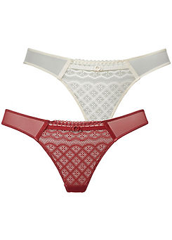 Pack of 2 Lace Thongs by Petite Fleur
