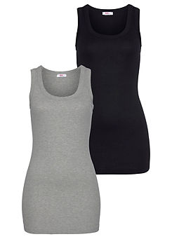 Pack of 2 Long Length Vest Tops by FlashLights