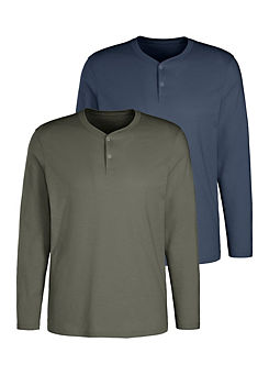 Pack of 2 Long Sleeve Henley T-Shirts by H.I.S