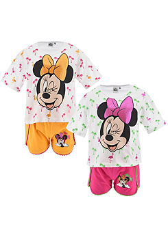 Pack of 2 Minnie Mouse Tropical Kids T-Shirt & Shorts Set