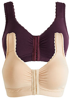 Pack of 2 Non Wired Front Fastening Bras by bonprix