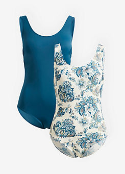 Pack of 2 Non Wired Swimsuits by bonprix