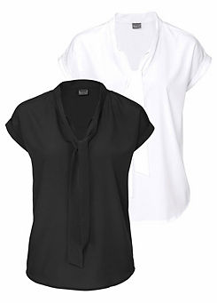 Pack of 2 Pussy Bow Blouses by Bruno Banani