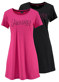 Pack of 2 Short Sleeve Nightdresses by Vivance Dreams