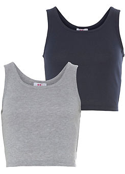 Pack of 2 Sleeveless Crop Vest Tops by FlashLights
