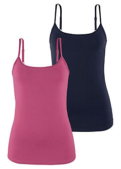 Pack of 2 Spaghetti Strap Vests by Vivance