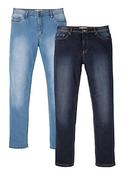 Pack of 2 Straight Stretch Jeans by bonprix