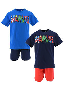 Pack of 2 T-Shirt Pyjama Sets by Marvel