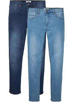 Pack of 2 Tapered Slim Jeans by bonprix
