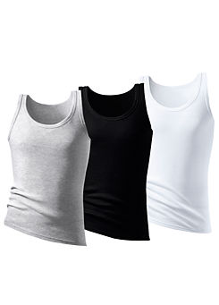 Pack of 3 Double Rib Vest Tops by H.I.S