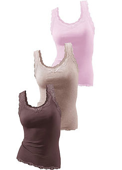 Pack of 3 Fine Rib Vest Tops by H.I.S