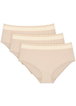 Pack of 3 Lace Detail Midi Briefs by Triumph
