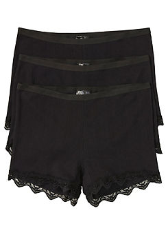 Pack of 3 Lace Trim Shorts by bonprix
