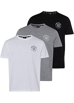 Pack of 3 Logo Print Crew Neck T-Shirts by H.I.S