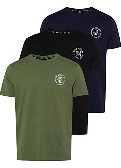 Pack of 3 Logo Print Crew Neck T-Shirts by H.I.S